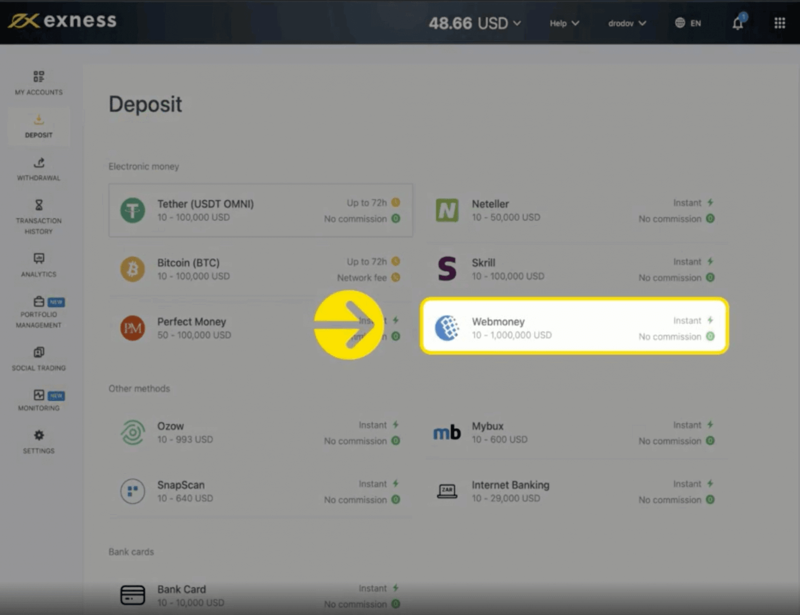 Deposit and Withdrawal on Exness using WebMoney Deposit and Withdrawal on Exness using WebMoney
